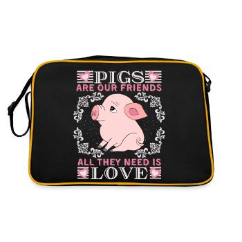 Pig, pig-piglet, funny saying with piglet - Retro Bag - black/gold - Back