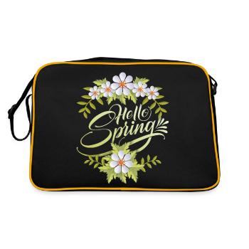 Printemps, Dire Bonjour-Printemps, Typographie Fleurs - Sac Retro - noir/or - Dos