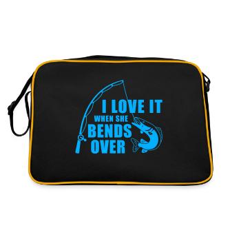 I Love It When She Bends Over Bad Pun Fishing - Retro Tasche - Schwarz/Gold - Hinten