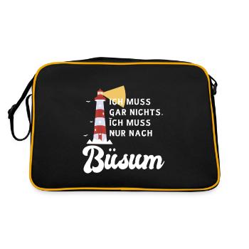 ICH MUSS GAR NIX ICH MUSS NUR NACH BÜSUM - Retro Tasche - Schwarz/Gold - Hinten