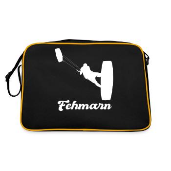 FEHMARN KITEN KITESURFEN KITE SURFEN SURFING - Retro Tasche - Schwarz/Gold - Hinten