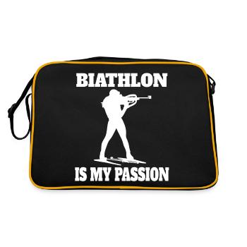 Biathlon Wintersport Geschenk Biathlet Skifahrer - Retro Tasche - Schwarz/Gold - Hinten