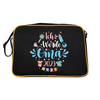 Ich werde Oma 2023 Loading Schwangerschaft - Retro Tasche - Schwarz/Gold - Hinten