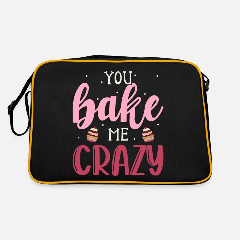 Kuchen Backen Bäcker Konditor - Retro Tasche - Schwarz/Gold