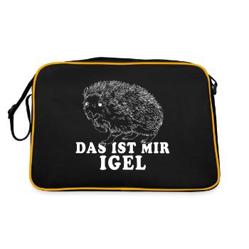 Witziger Igel Spruch Das ist mir Igel Braunbrust - Retro Tasche - Schwarz/Gold - Hinten