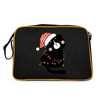 Chat noir Père Noël emmêlé dans joyeux Christma - Sac Retro - noir/or - Dos