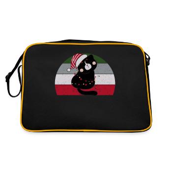 Chat noir Père Noël emmêlé dans joyeux Christma - Sac Retro - noir/or - Dos