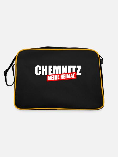 Chemnitz meine Heimat - Retro Tasche - Schwarz/Gold - Hinten