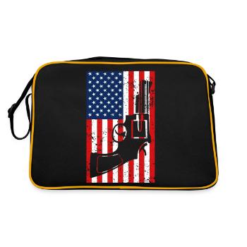 USA American Flag Gun Revolver Shooting Range - Retro Tasche - Schwarz/Gold - Hinten