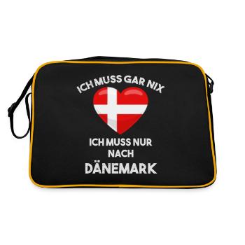 Ich muss gar nix ich muss nur nach Dänemark - Retro Tasche - Schwarz/Gold - Hinten