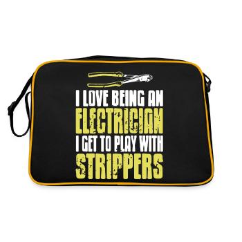 Being An Electrician Get To Play With Strippers - Retro Bag - black/gold - Back