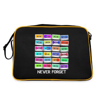 Never Forget Audio Cassette - Retro Tasche - Schwarz/Gold - Hinten