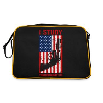 I Study Triggernometry USA Flag Gun Revolver - Retro Tasche - Schwarz/Gold - Hinten