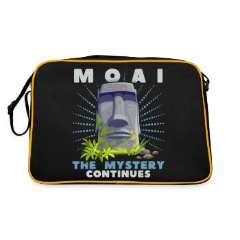 Moai, Steinköpfe, Osterinsel Rapa-Nui - Retro Tasche - Schwarz/Gold - Hinten