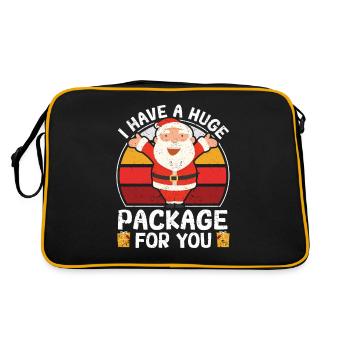 Funny Santa Claus Weihnachten Ich habe ein riesige - Retro Tasche - Schwarz/Gold - Hinten