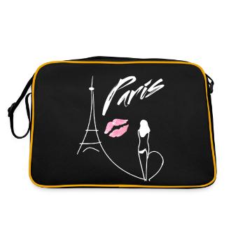 One Line Drawing Mrs. Eiffel Tower Paris Kussmund - Retro Bag - black/gold - Back