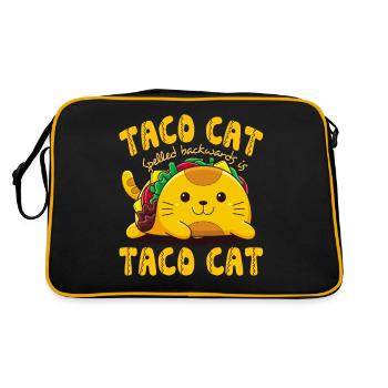Funny Cute Tacocat Taco Cat Spelled Backward - Retro Bag - black/gold - Back