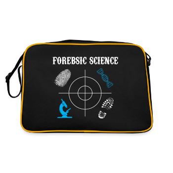 forensic fingerprint footprint microscope Design - Retro Tasche - Schwarz/Gold - Hinten