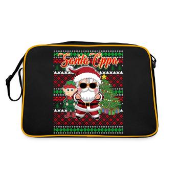 Cute Elf and Santa K-Pop Style Christmas - Retro Bag - black/gold - Back