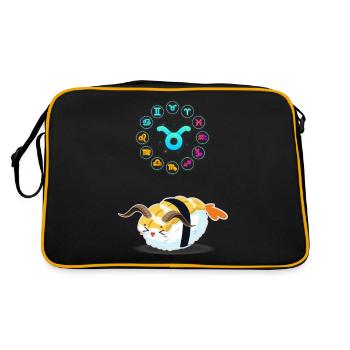 Japanisches Sushi Funny Taurus Zodiac Sushi Lover Wortspiel - Retro Tasche - Schwarz/Gold - Hinten