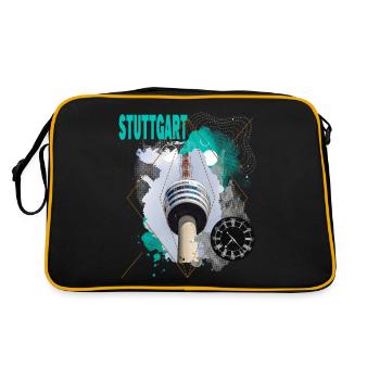 Stuttgart Deutschland Stadt Skyline Vintage Retro - Retro Tasche - Schwarz/Gold - Hinten