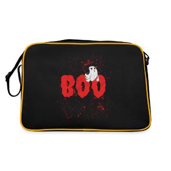 Bloody Text Halloween Boo Funny Ghost Black And - Retro Tasche - Schwarz/Gold - Hinten