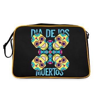 Dia-De-Los-Muertos, Crâne de sucre, Crâne, Crâne - Sac Retro - noir/or - Dos