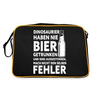 Dinosaurier Haben Nie Bier Getrunken Bier Saufen - Retro Tasche - Schwarz/Gold - Hinten