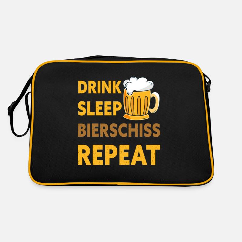 Drink Sleep Bierschiss Repeat Biertrinker Retro Tasche