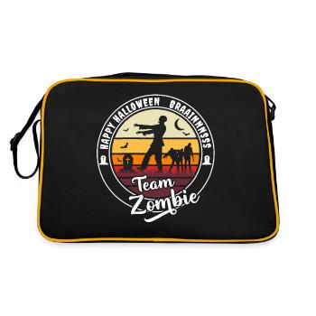 Happy Halloween Team Zombie "braainnnsss" - Retro Bag - black/gold - Back