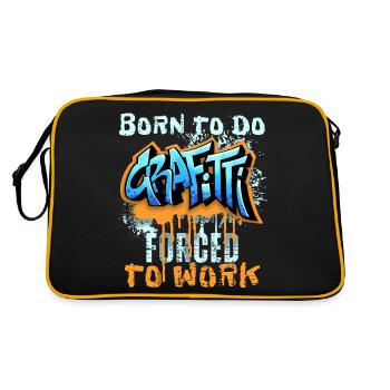 Graffiti-Stil, lustiger Spruch Born-to-do-Grafitti - Retro Tasche - Schwarz/Gold - Hinten