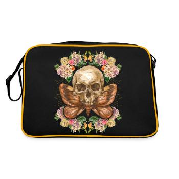 Skull Skull Skull with Moth Hydrangeas - Retro Bag - black/gold - Back