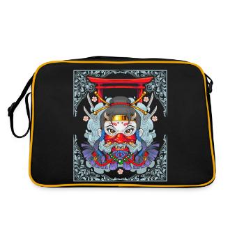 Ninja-Girl, Japon, Style comique, Style vintage - Sac Retro - noir/or - Dos