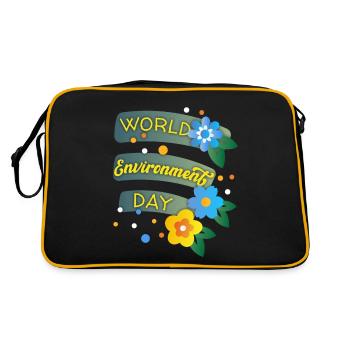 Journée mondiale de l’environnement, Journée mondiale de l’environnement avec des fleurs - Sac Retro - noir/or - Dos