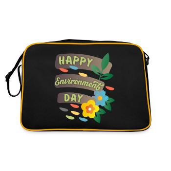 Journée mondiale de l’environnement, Bonne Journée de l’environnement avec des fleurs - Sac Retro - noir/or - Dos
