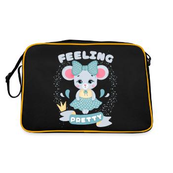 Cute mouse, mouse, kawaii mouse funny saying - Retro Bag - black/gold - Back