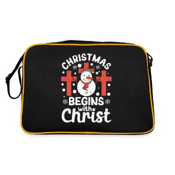 Jesus Xmas Pyjamas Christian Christmas begins - Retro Bag - black/gold - Back