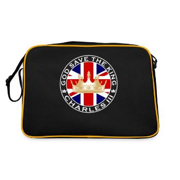 Famille royale britannique Le roi Charles III God Save The - Sac Retro - noir/or - Dos
