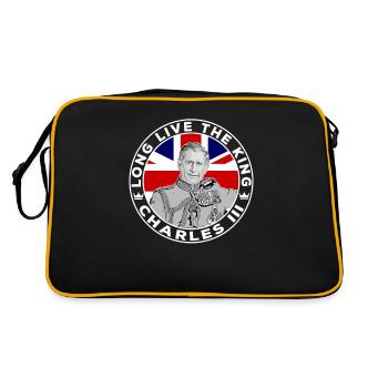 Famille royale britannique Le roi Charles III vive Th - Sac Retro - noir/or - Dos