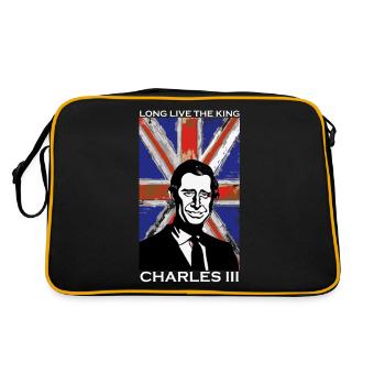 Famille royale britannique Le roi Charles III vive Th - Sac Retro - noir/or - Dos