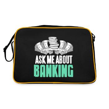 Ask Me About Banking Cool Retro Banker T-Shirt - Retro Tasche - Schwarz/Gold - Hinten