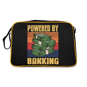 Powered By Banking Cool Retro Vintage Banker - Retro Tasche - Schwarz/Gold - Hinten