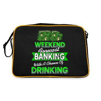 Weekend Forecast Banking With A Chance Of Drinking - Retro Tasche - Schwarz/Gold - Hinten