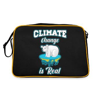 Klimawandel ist real Eisbär schwitzt - Retro Tasche - Schwarz/Gold - Hinten