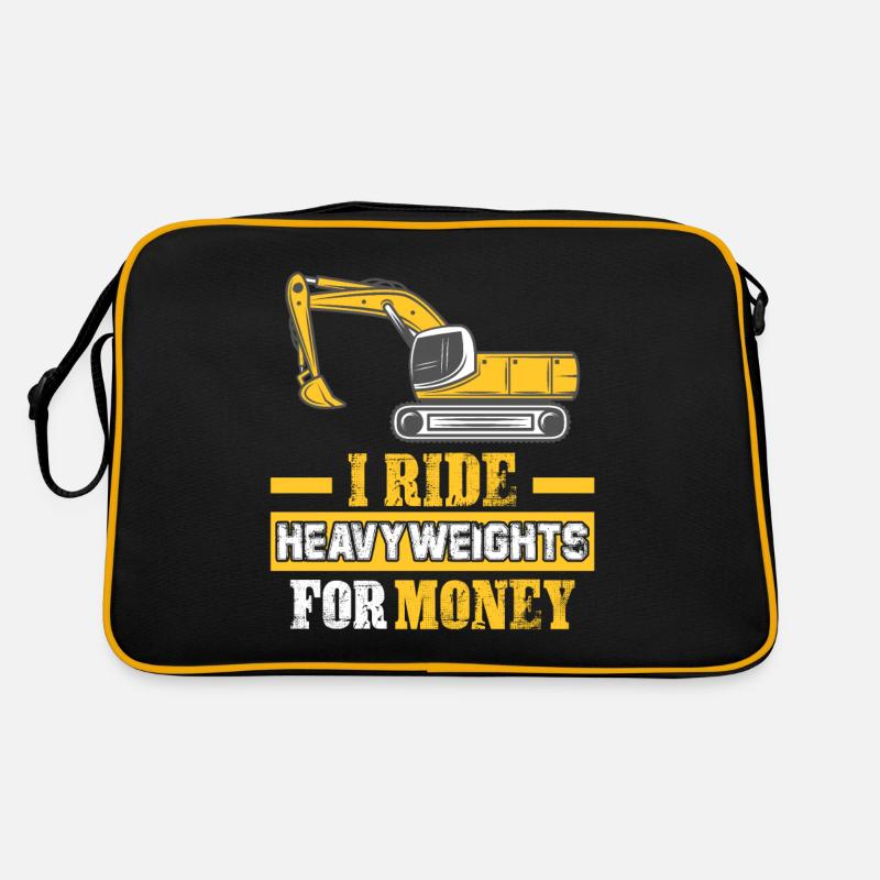 Ouvrier de la construction Excavatrice Job Crew Chantier de construction - Sac Retro - noir/or