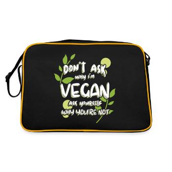 Go vegan lifestyle movement veganism animal welfare - Retro Bag - black/gold - Back