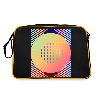 Moderne Kunst Grafik-Design 3 formen Linien Farben - Retro Tasche - Schwarz/Gold - Hinten