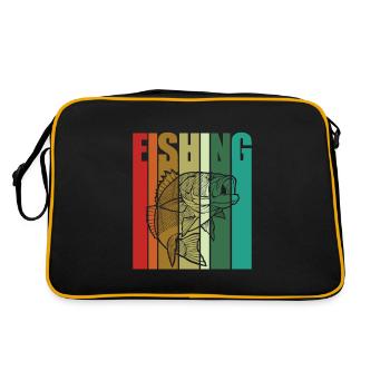 Angeln Fisch Angler Geschenksidee - Retro Tasche - Schwarz/Gold - Hinten
