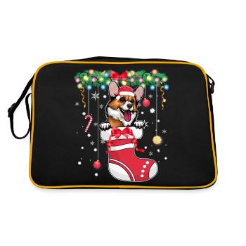 Noël - Mignon Cardigan Welsh Corgi Dog à Noël - Sac Retro - noir/or - Dos