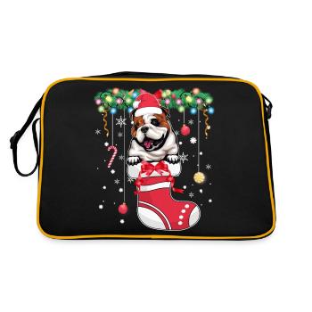 Drôle de Noël - Mignon chien bouledogue anglais à Noël - Sac Retro - noir/or - Dos